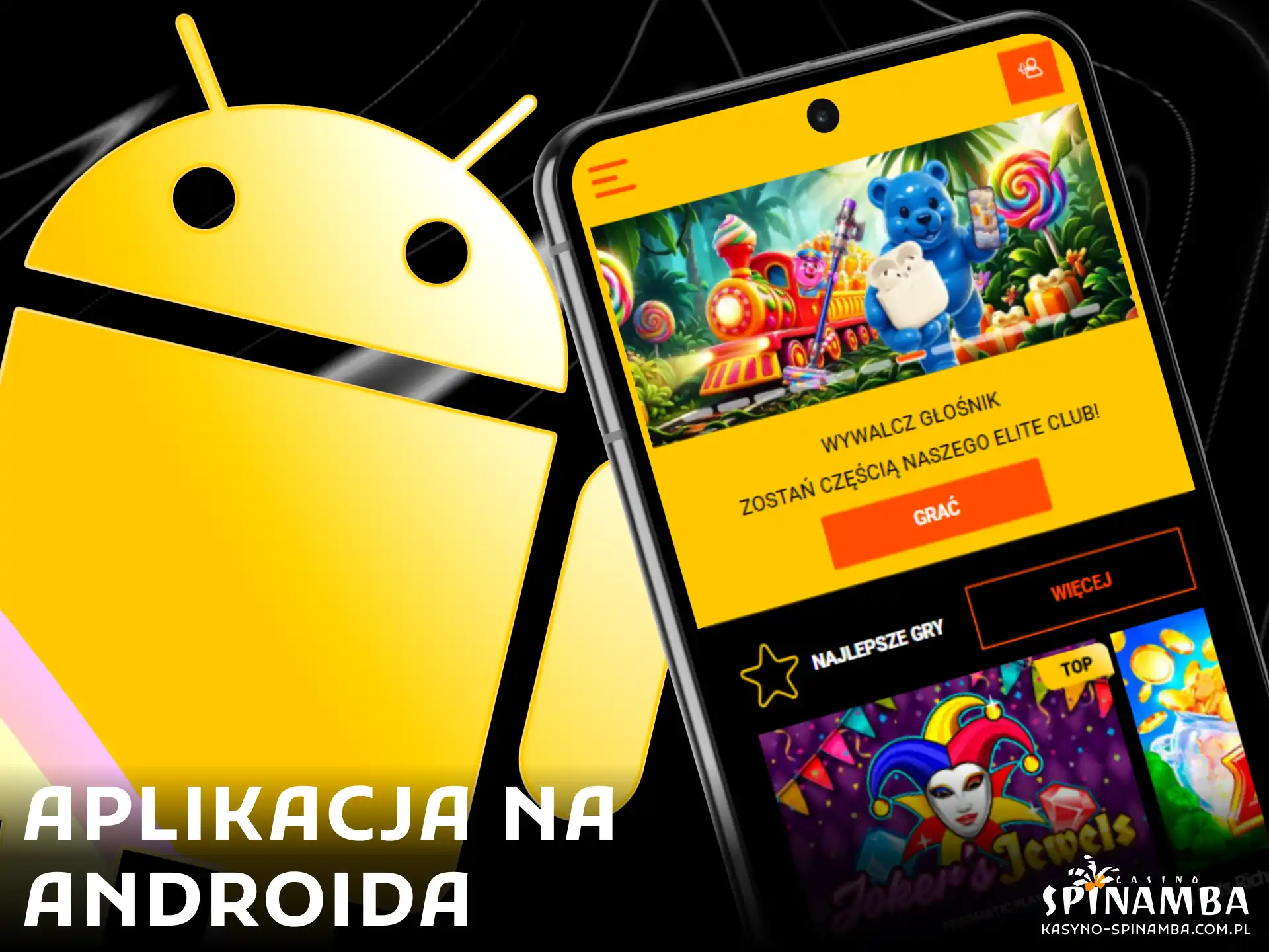 Pobieranie oficjalnego pliku instalacyjnego APK Spinamba na telefon komórkowy z systemem Android.