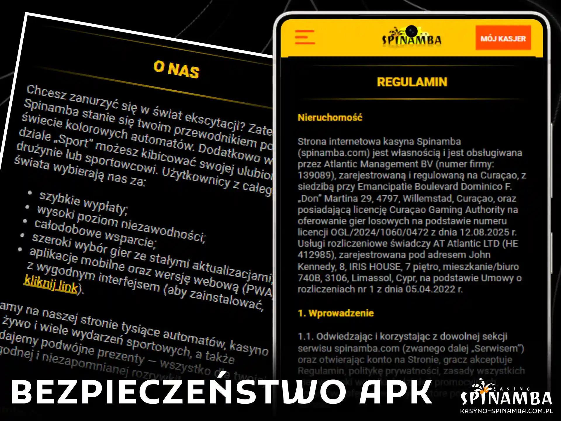 Informacje potwierdzające bezpieczeństwo i poufność danych podczas pobierania oficjalnego pliku APK Spinamba.