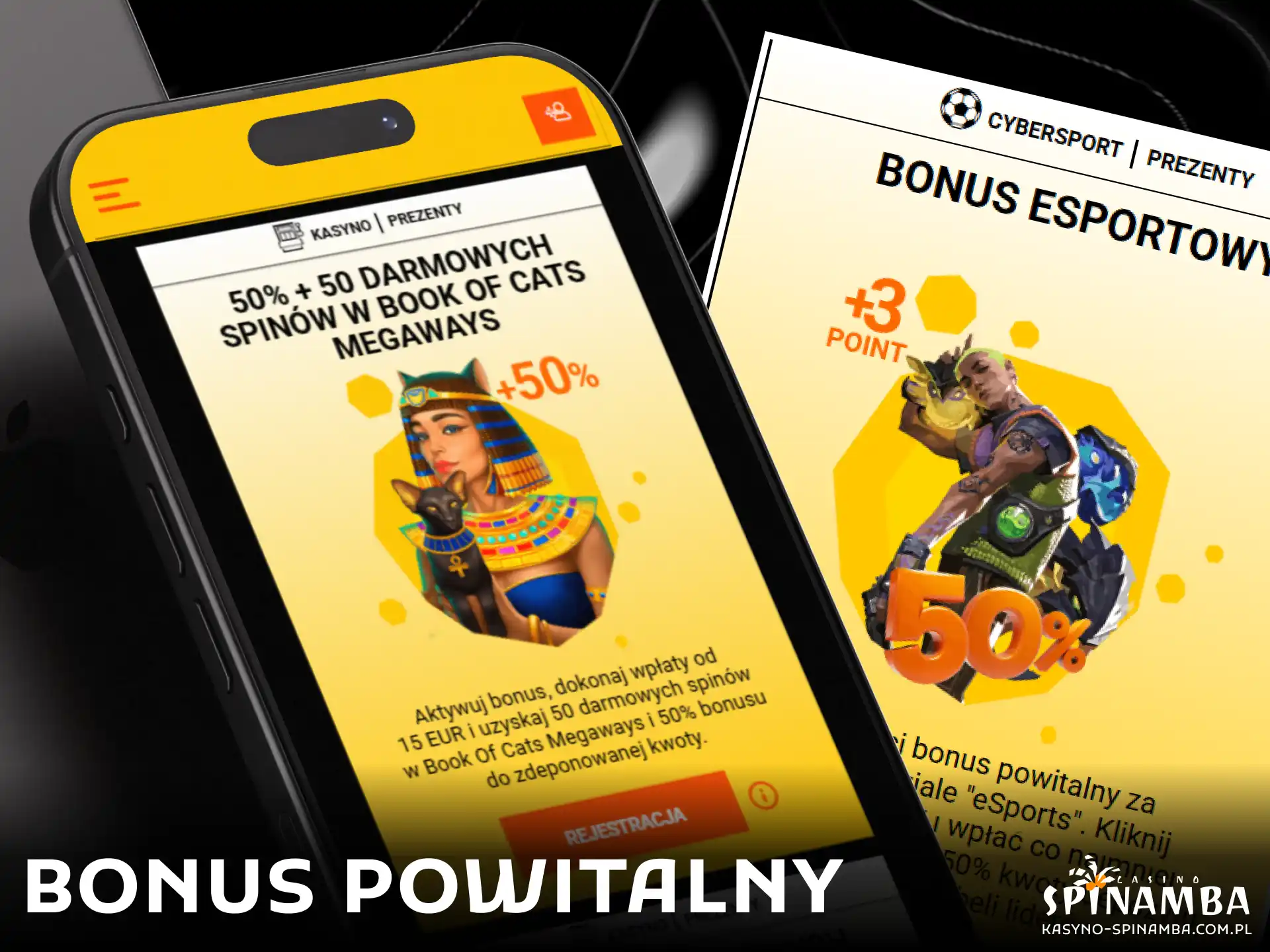 Odbierz swój powitalny bonus startowy po zarejestrowaniu konta przez aplikację mobilną Spinamba.