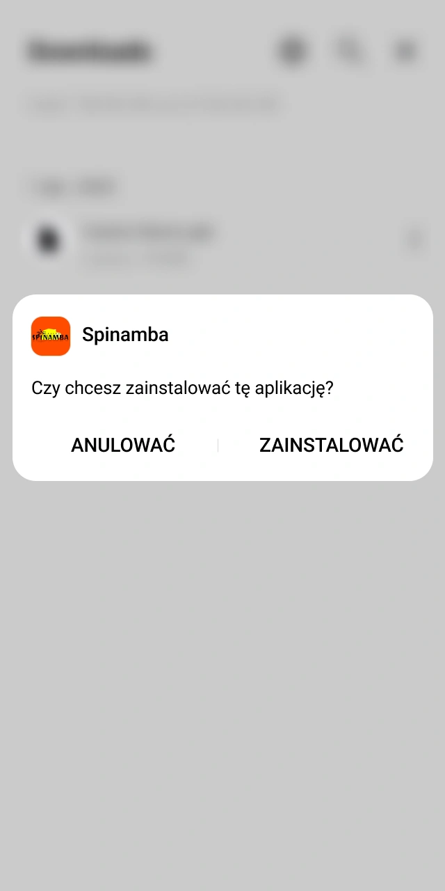 Kliknij przycisk instalacji, aby dokończyć proces instalowania i otworzyć oficjalną aplikację mobilną Spinamba.