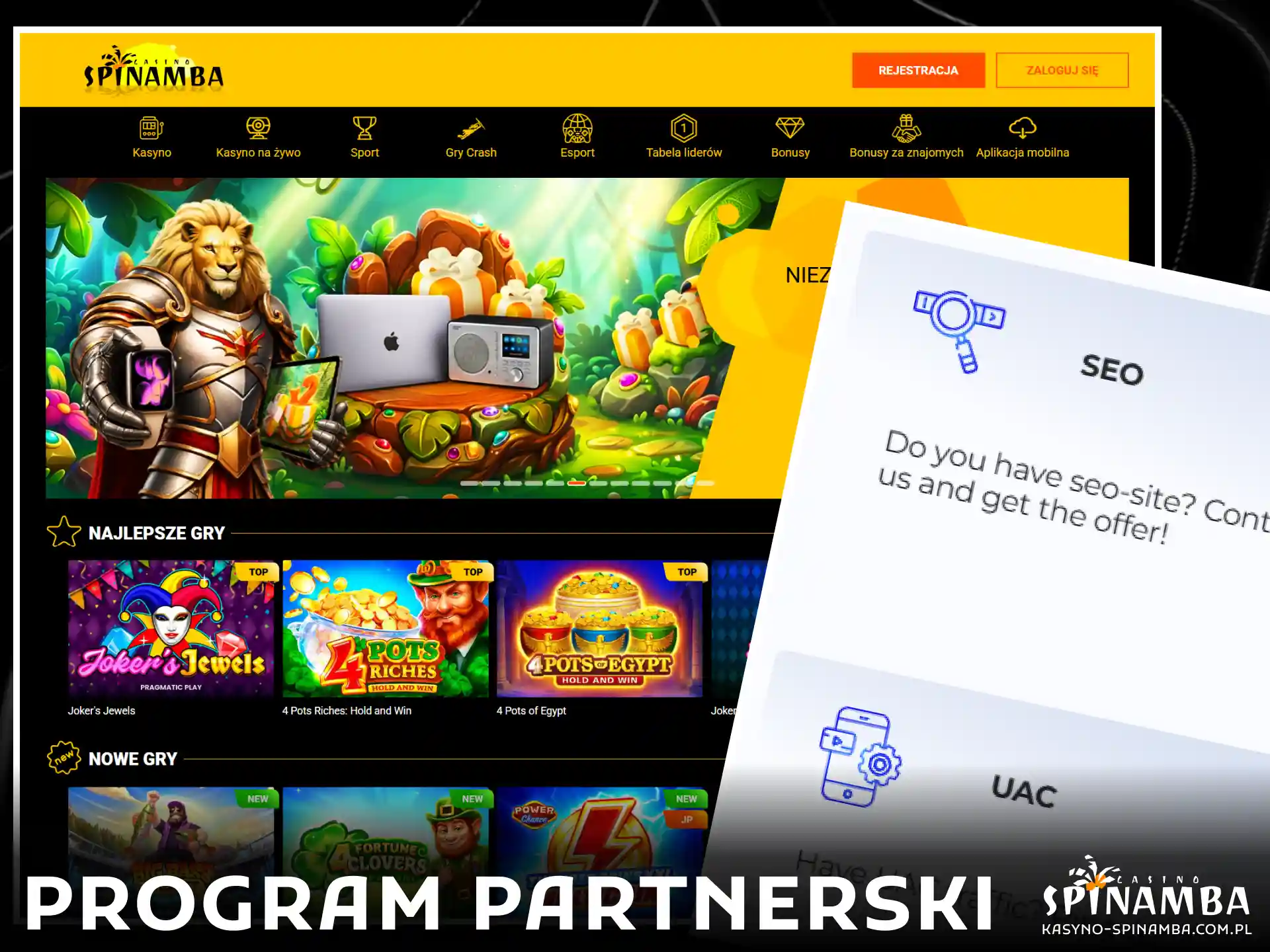 Dołącz do oficjalnego programu partnerskiego Spinamba i zacznij zarabiać na promowaniu marki.