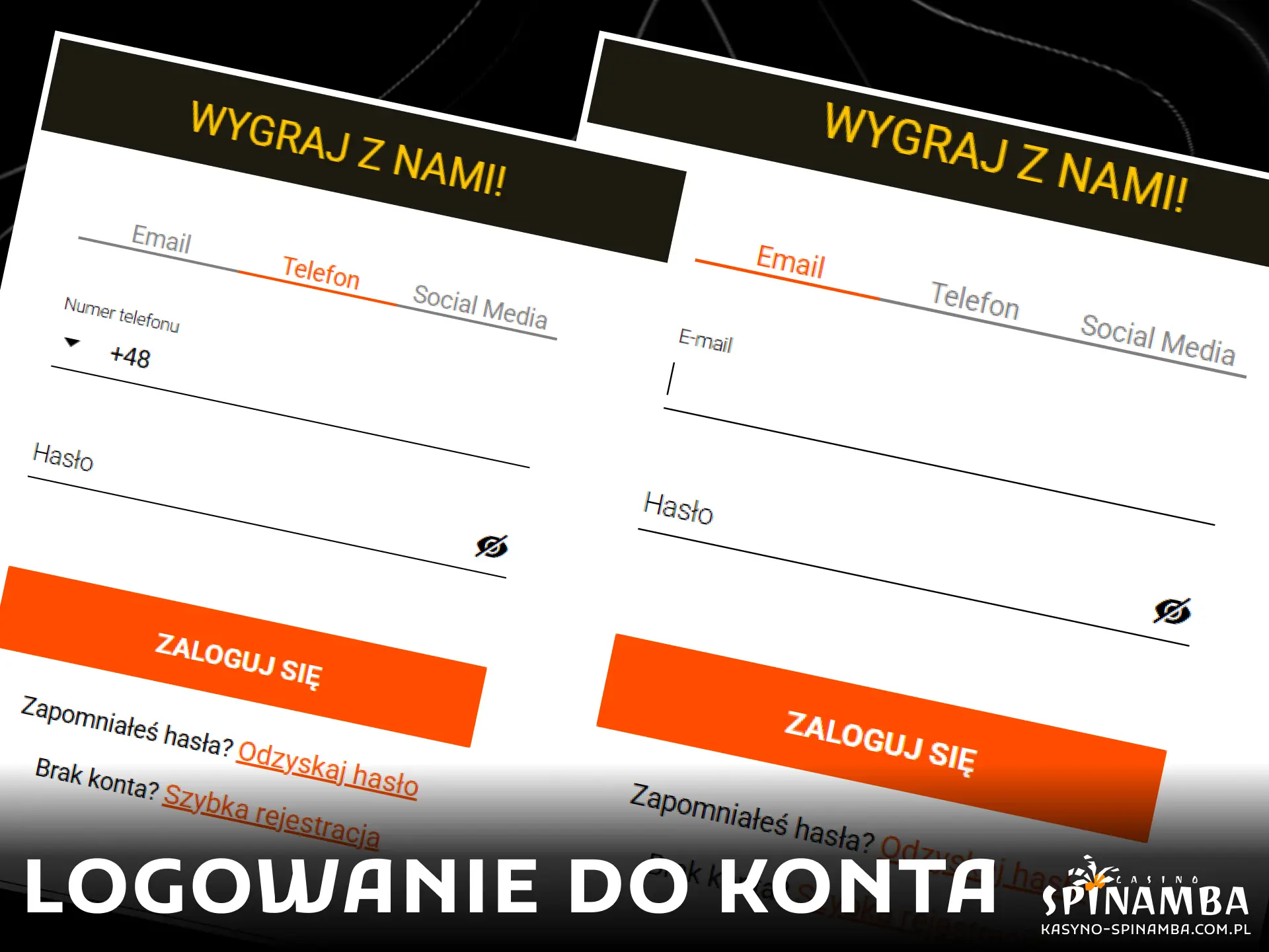 Szybki i bezpieczny sposób na zalogowanie się do swojego osobistego profilu użytkownika na oficjalnej stronie Spinamba Polska.