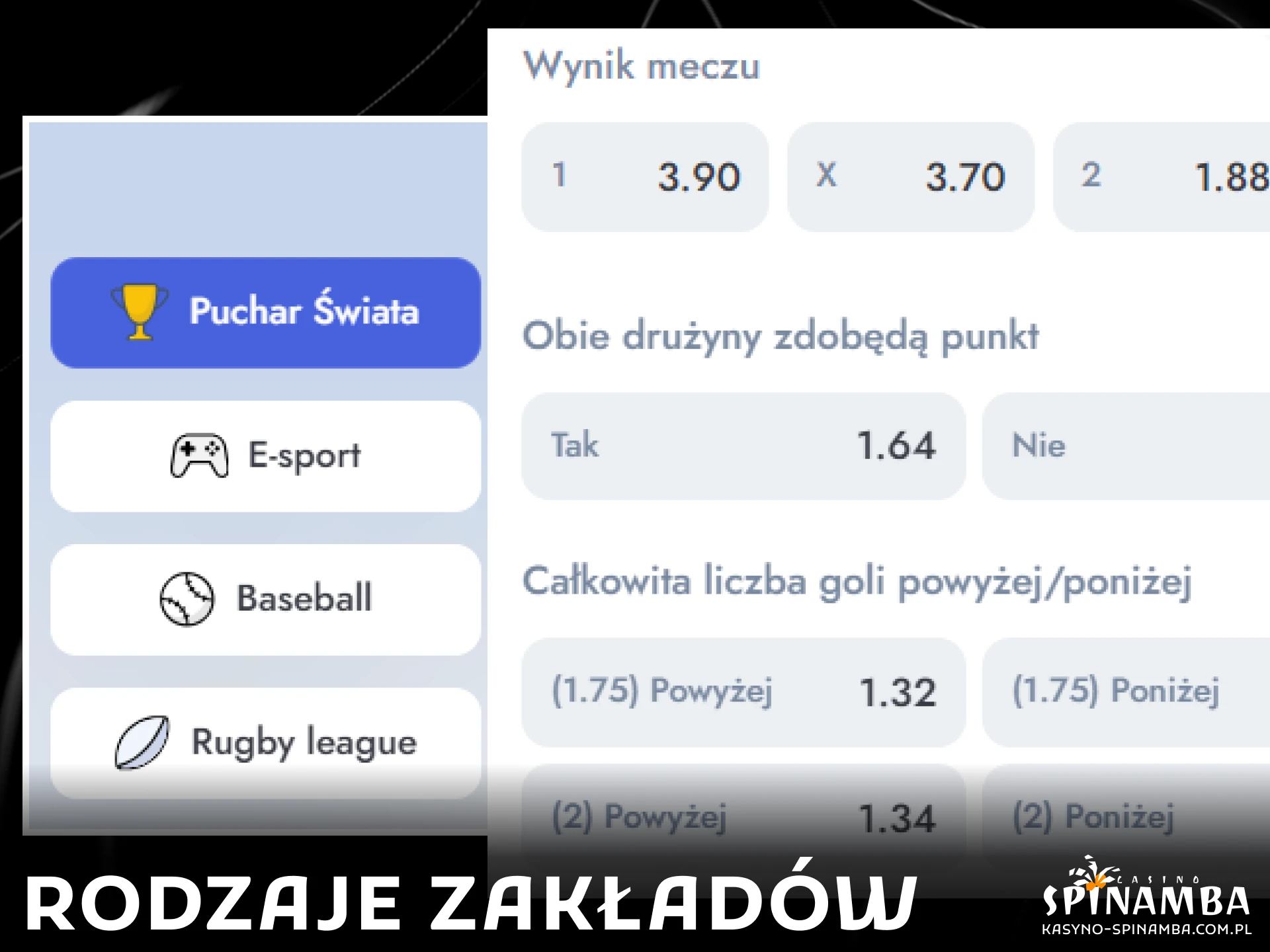 Poznaj różne rodzaje zakładów sportowych dostępne dla graczy w serwisie Spinamba.