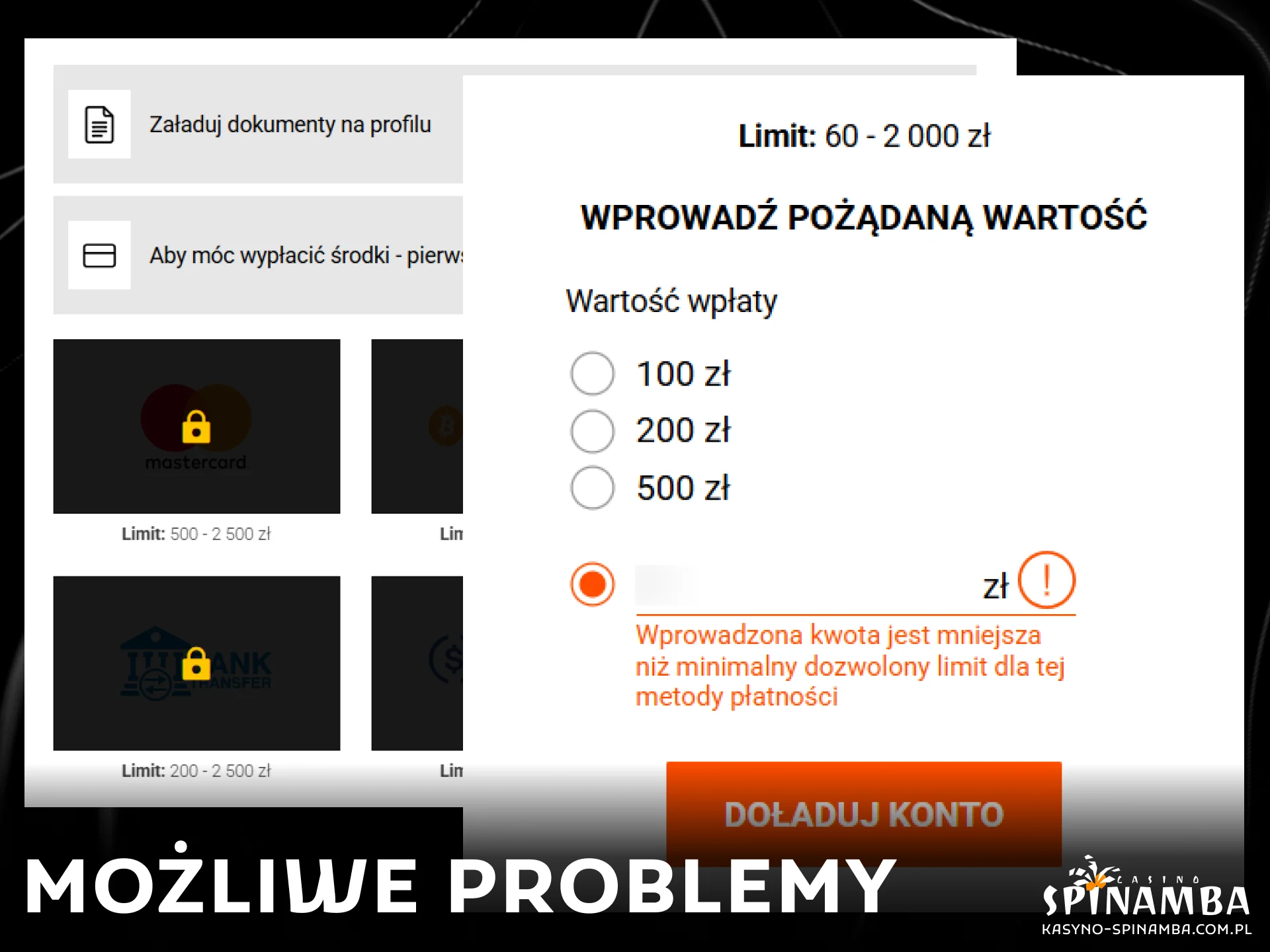 Dowiedz się, jak rozwiązywać najczęstsze problemy, odrzucone transakcje i opóźnienia związane z wypłatą pieniędzy w serwisie Spinamba.
